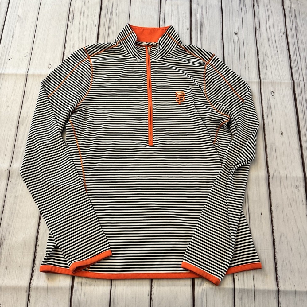 Cutter & Buck San Francisco Giants Shirt Long Sleeve Black/White Strip Size Med